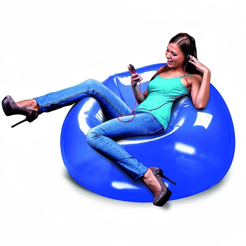 PVC Inflatable Sofa  Simple Home Lazy Inflatable Bean Bag Sofa - Portable Foldable Single Outdoor Camping Inflatable Seat 110*80 image 5