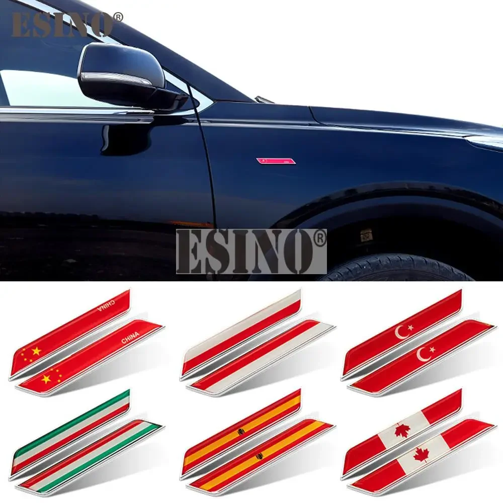 2 x Car Styling National Flag Metal Zinc Alloy 3D Adhesive Car Fender Emblem Badge Decorative Sticker Decal Auto Accessory