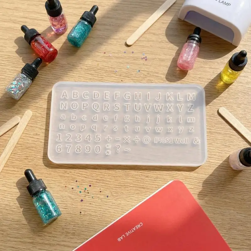 Resin Mold Transparent Mini Letters Numbers Template for DIY Nail Art Manicure Decor Drip Glue Jewelry Craft Making