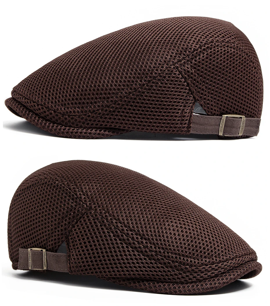Neue Sommer Atmungsaktive Mesh Baskenmütze Mode Lässig Sonnenblende Flachen Hut Vintage Männer Frauen Zeitungsjunge Mütze Für 54-59 cm Kopf Umfang – Detail 9
