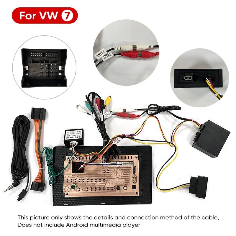 Ainavi Power Cable For Car Radio Android Multimedia 16 PIN For VW Touareg 2012-2017 Fiber Box Cable Original CD in Storage Box