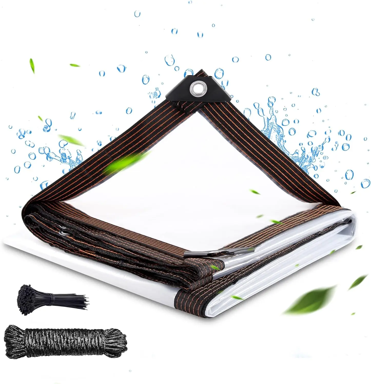 

Clear Thicken Waterproof Tarp, 10 x 20 FT Rainproof Covering, Heavy Duty Anti Tear Tarp with Grommets, Windproof and Snowproof P