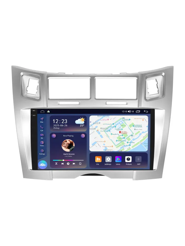 Podofo voor Toyota Yaris/Vizi 2005-2011 Draadloze CarPlay voor Apple Android Auto autoradio GPS FM WiFi BT Multimedia Stereo EQ - afbeelding 2