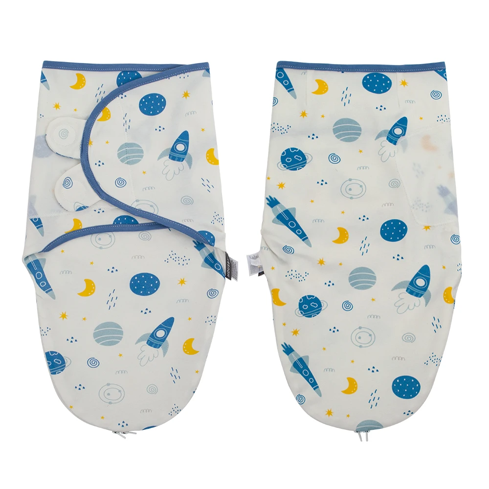 100% Cotton Newborn Swaddle Sleeping Bag With Two-Way Bottom Zipper For Easy Diaper Change Single Layer For Summer 0-3 Month