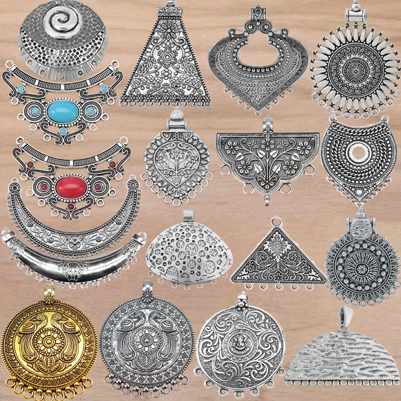 

2 Pieces Large Boho Chandelier Multi Strand Connector Charms Pendants for DIY Necklace Jewelry Making Findings Accessories