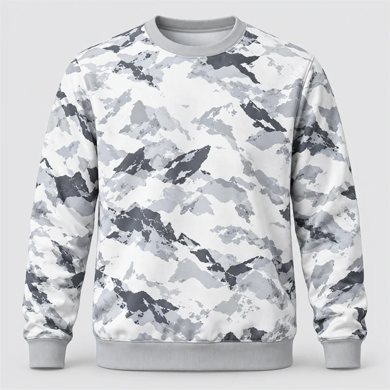Men's Camo Sweatshirt Crewneck Long Sleeve Desert Digital Urban Snow Forest Camouflage Print Casual Military Style Pullover Top