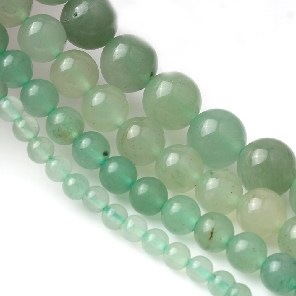 Natural Green Aventurine Jade Smooth Stone Beads for Jewelry Making DIY Bracelet Necklace Cultivate The Body And Mind 4-12mm