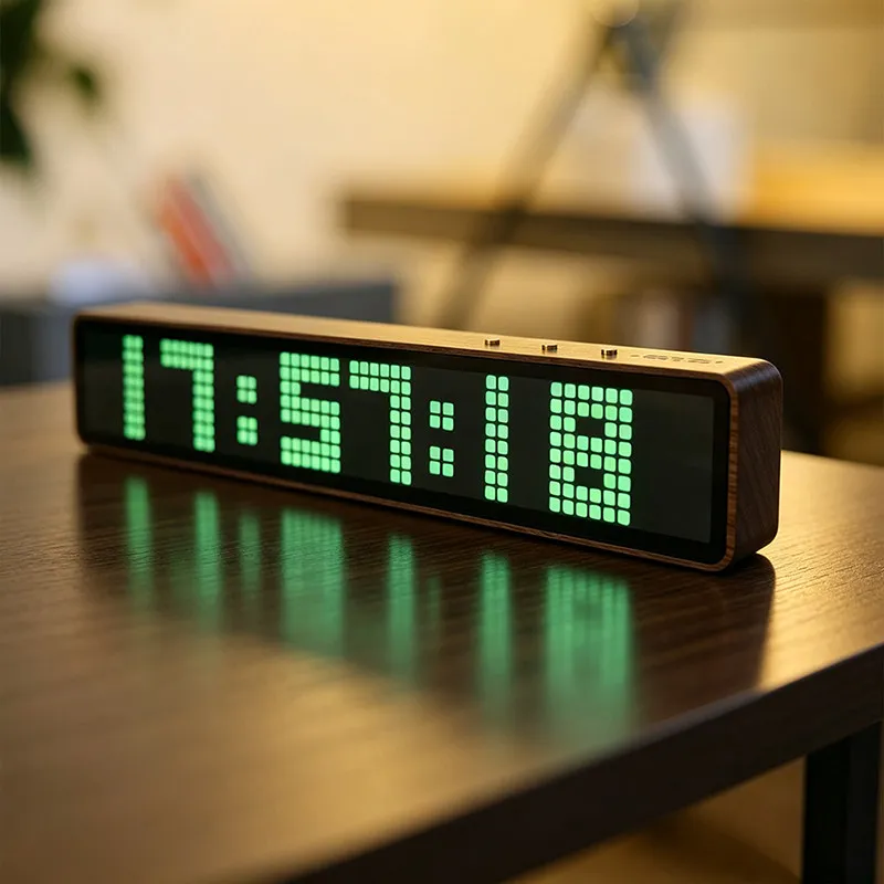 LED dot matrix pixel clock pickup voice-activated music spectrum light WiFi network time Weather display desk clock
