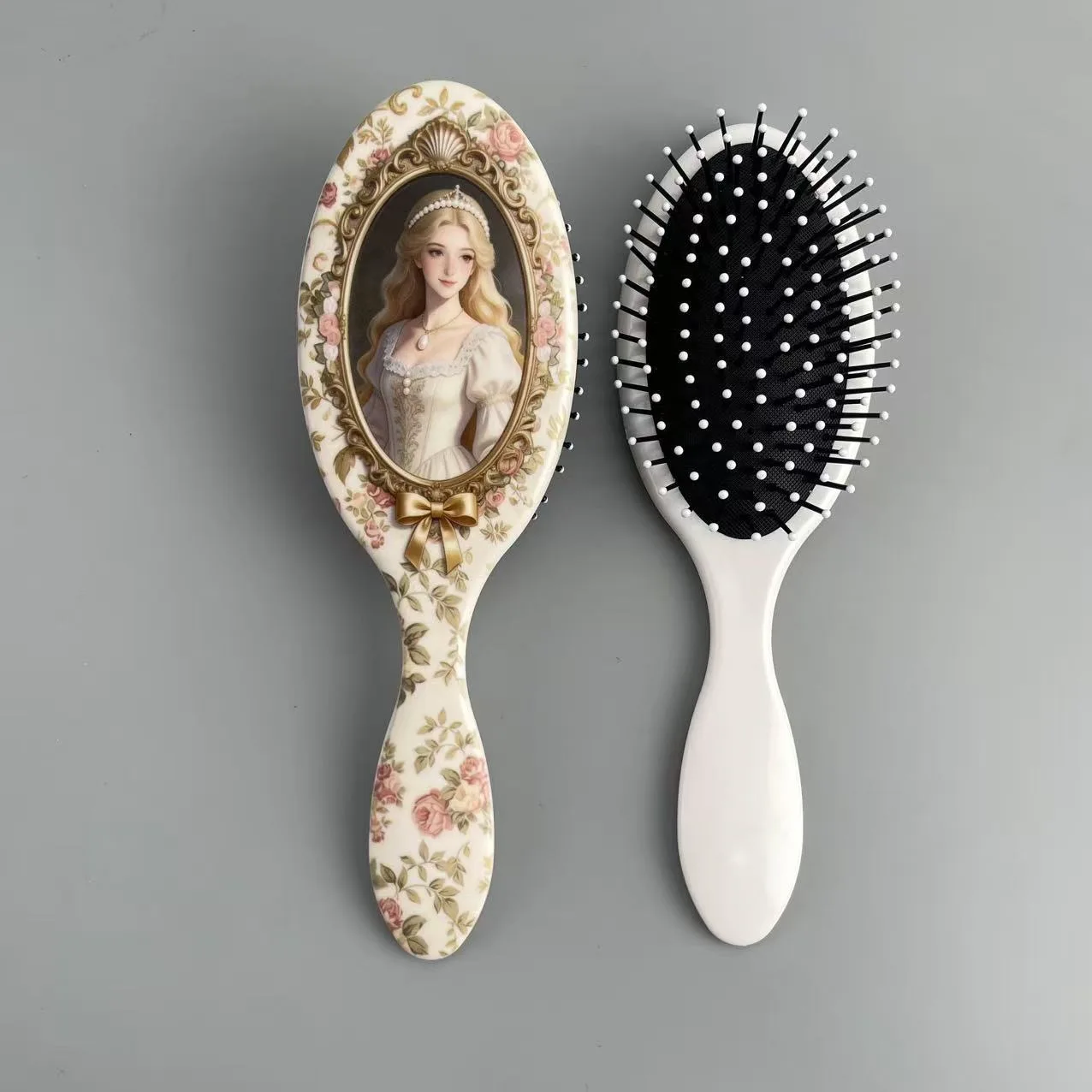 Anti-static ABS Air Cushion Hair Brush Vintage Princess Print Scalp Massage Portable Household Hair Styling Detangling Comb