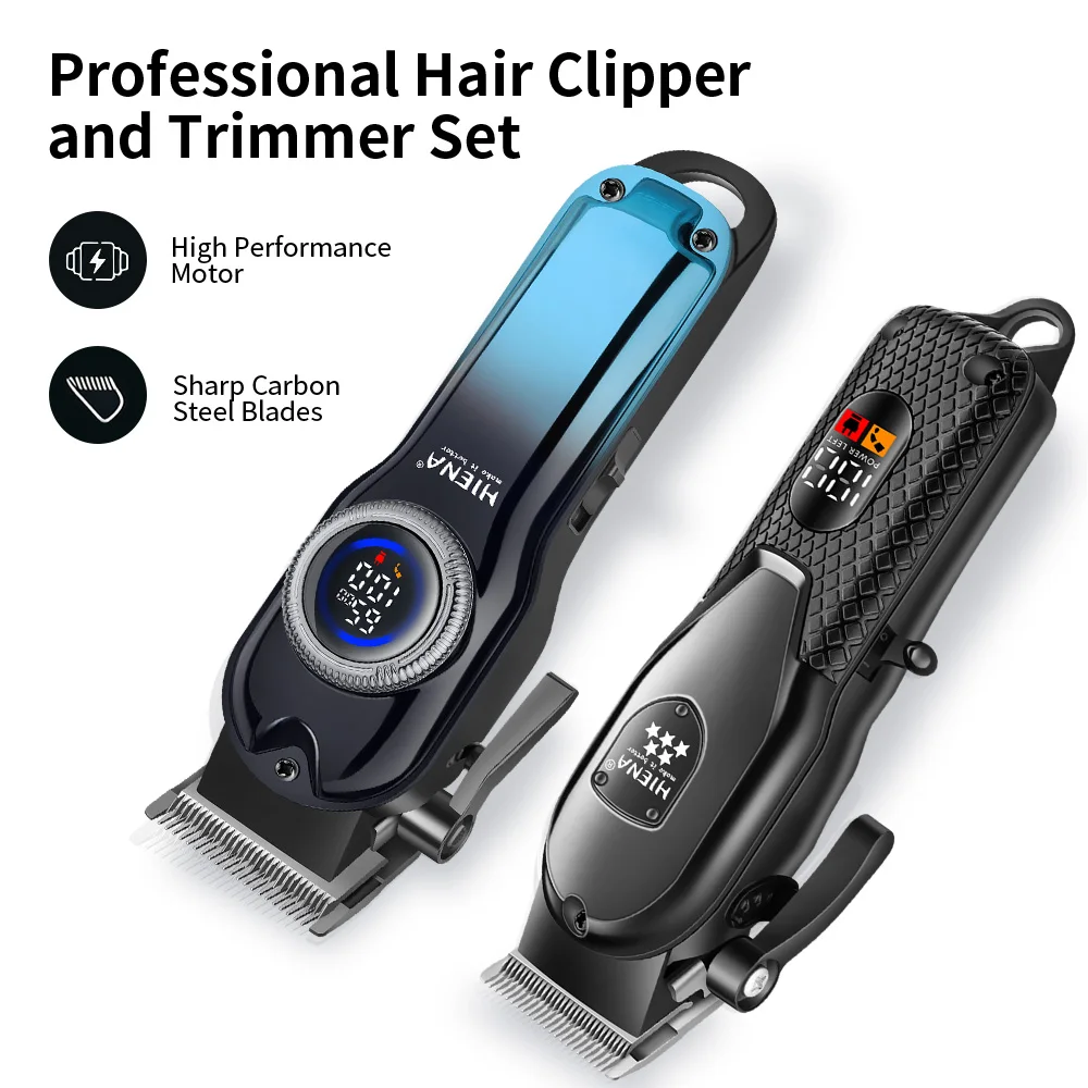 HIENA 5-in-1 Barber Clipper Kit USB LCD Trimmer Shaver Nose Trimmer Men Salon Haircut Kit