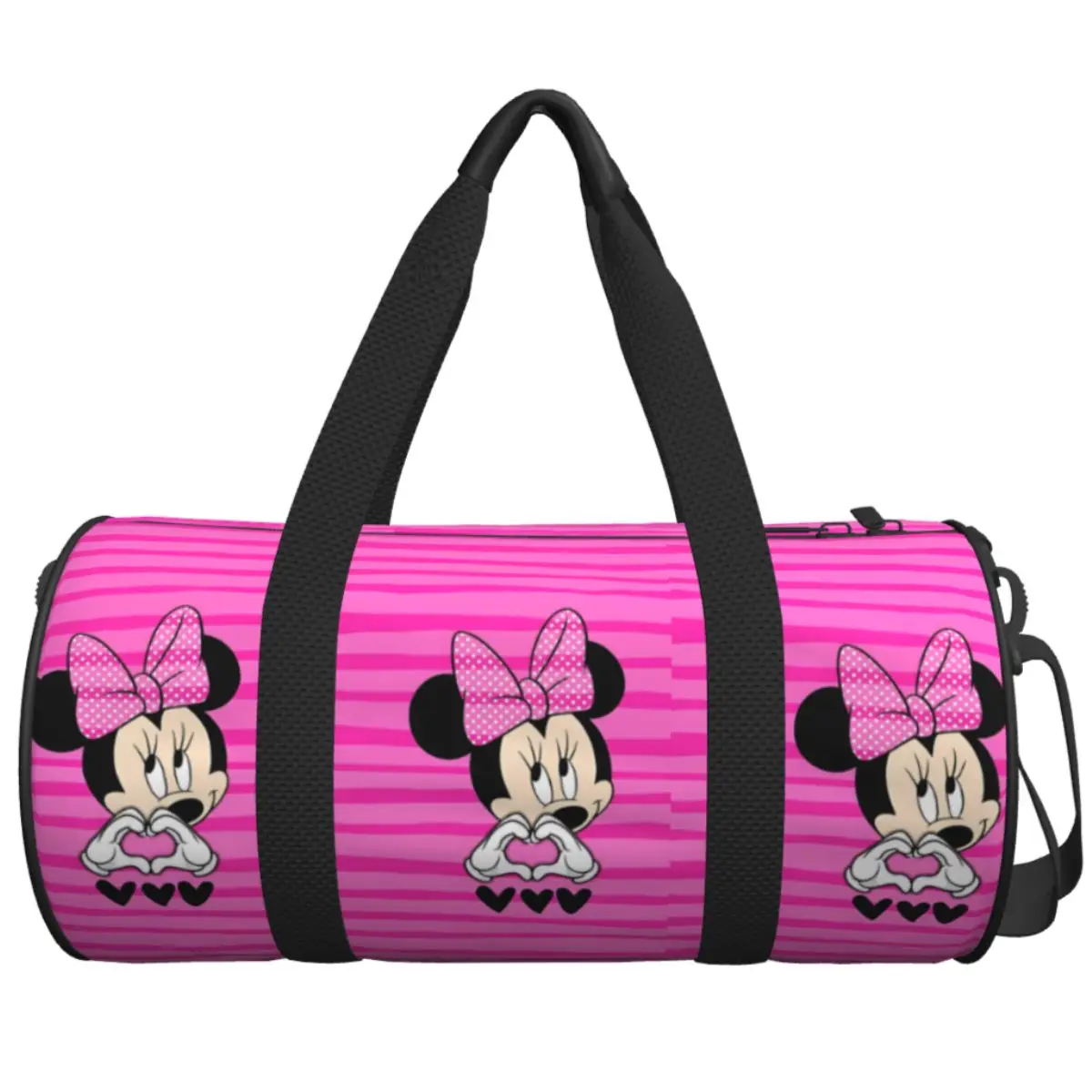 

Travel Bag Minnie Mouse Stripe Print Gym Bag Weekend Sports Bags Large Yoga Printed Handbag Novelty Fitness Bag For Couple