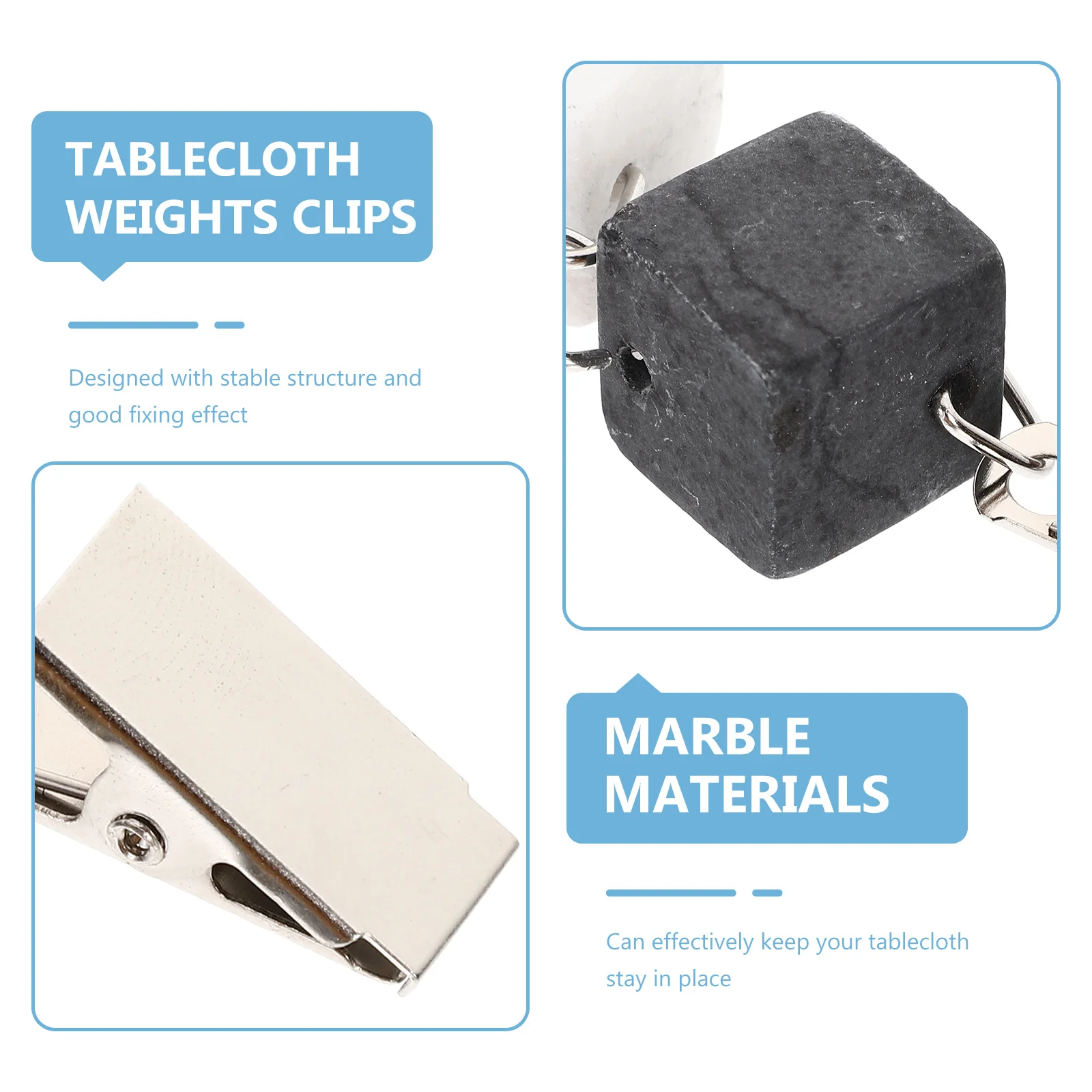 

3pcs Compact Tablecloth Weights Reusable Small Clips For Camping Outdoor Wedding Restaurant Table Cover Clips Marble