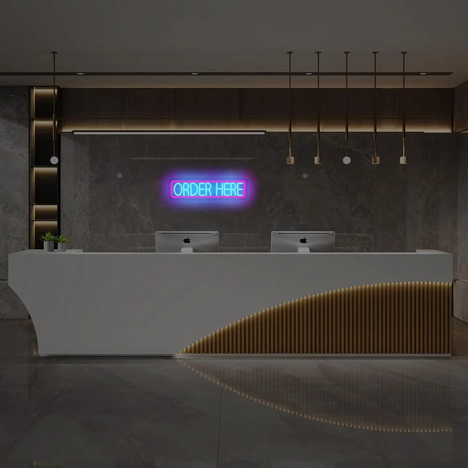Order Here Neon Sign USB Dimmable LED Lights For Restaurant Cafe Supermarket Convenience Store Checkout Counter Wall Decoration