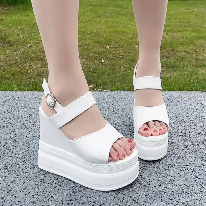 

High Heel Sandal for Women Espadrilles Platform High-heeled Lacquered PU Fabric Rubber Super High Heel Sandal for Women Espadril