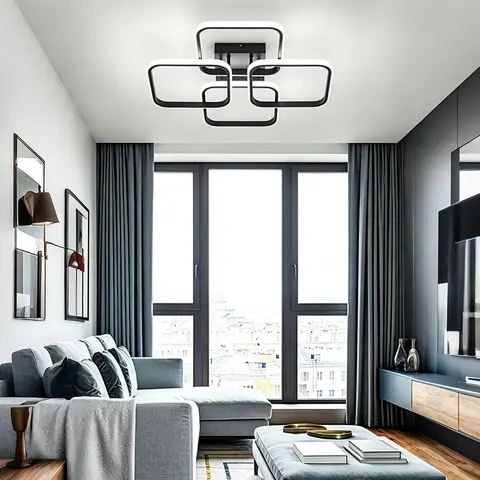Modern Black LED Ceiling Light Flush Mount Square Ceiling Lamp, 3 Color Temperature, Energy-Efficient Indoor Lighting Fixture Fo