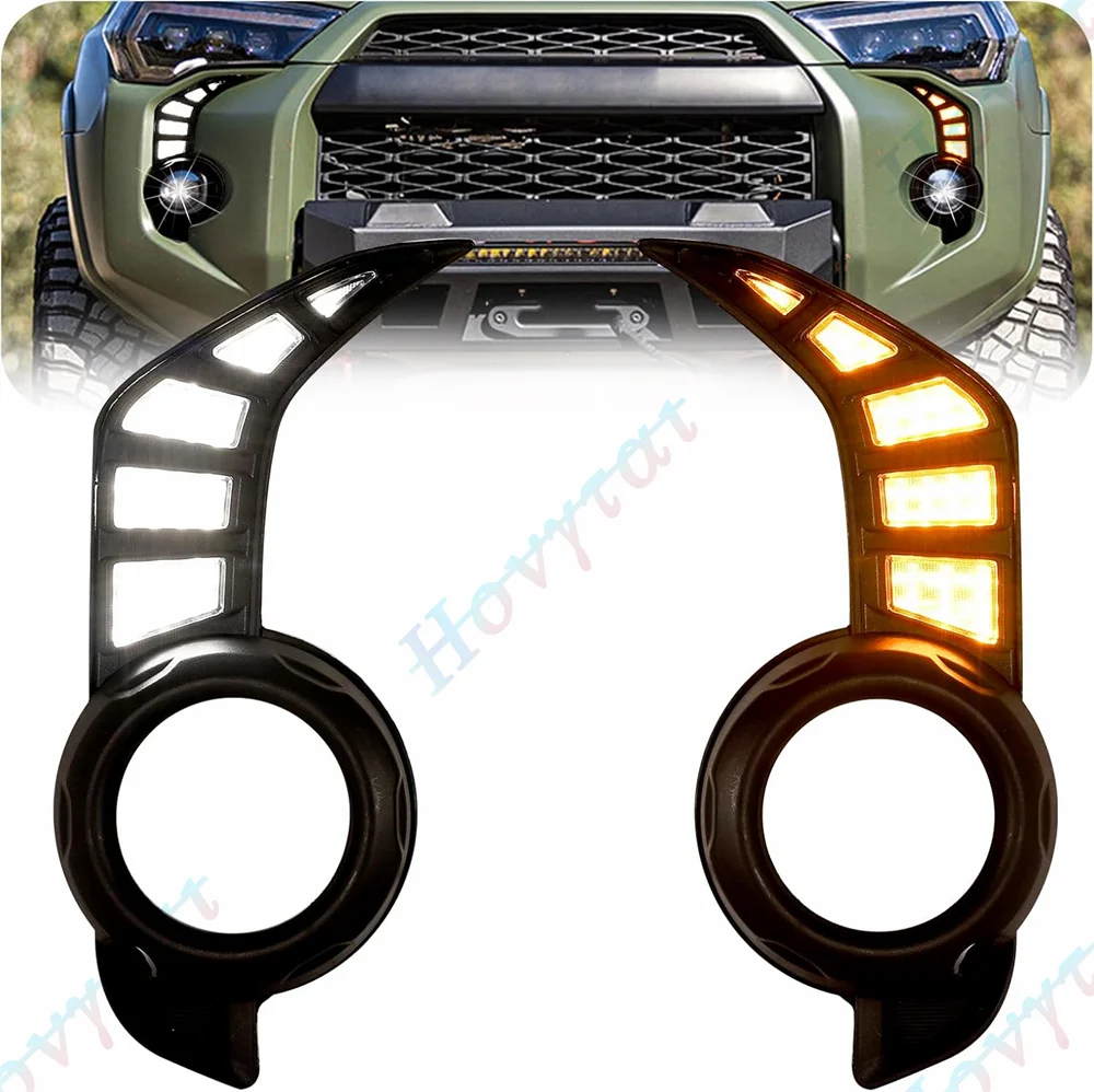 

LED DRL White Daytime Running Light for 2014-2022 2023 Toyota 4Runner SR5 TDR Bumper DRL Fog lights Cover Amber Turn Signal Lamp