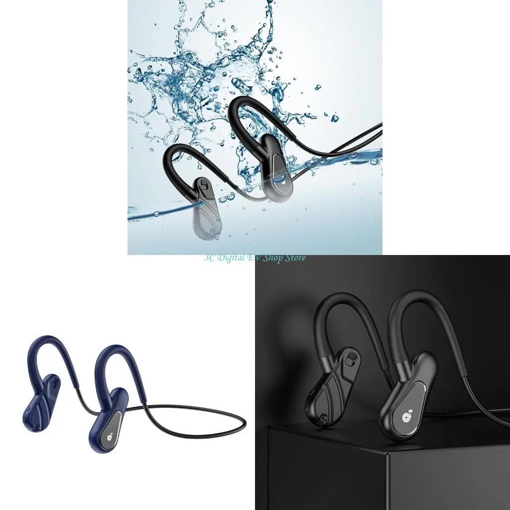 E74D Bone Conduction Headphones BT5.0 Microphones Wireless for Workout, Golf, Jogging