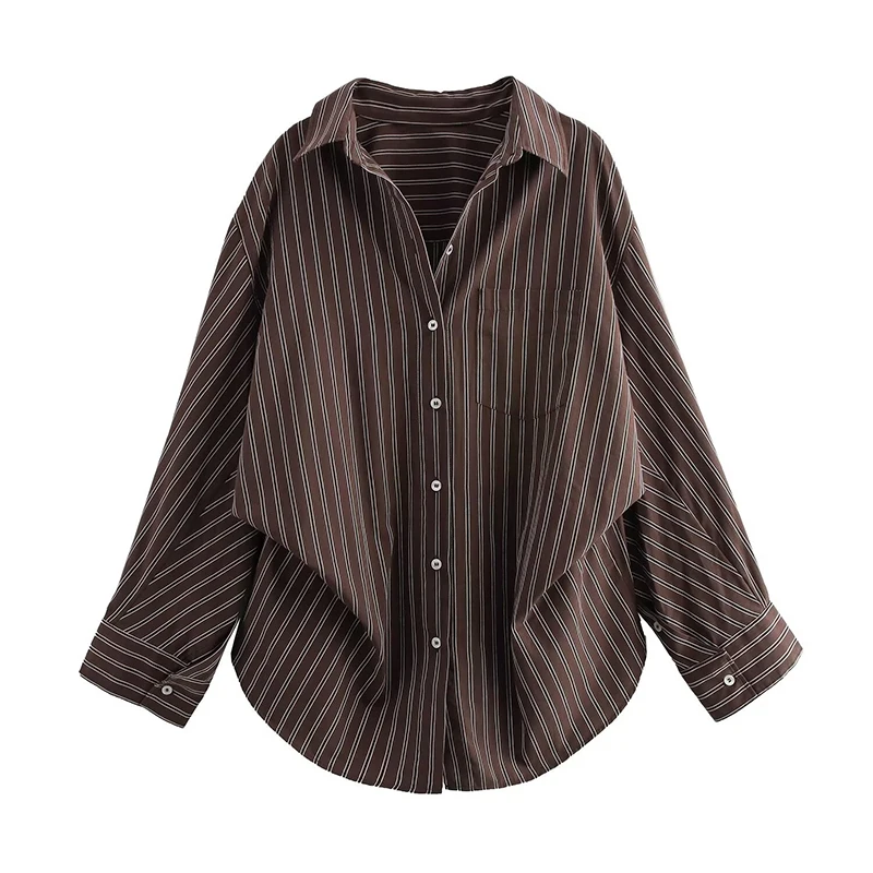 

Vintage Striped Women Shirt Batwing Long Sleeve Spring Causal Tops Simple Oversize Female Shirt New