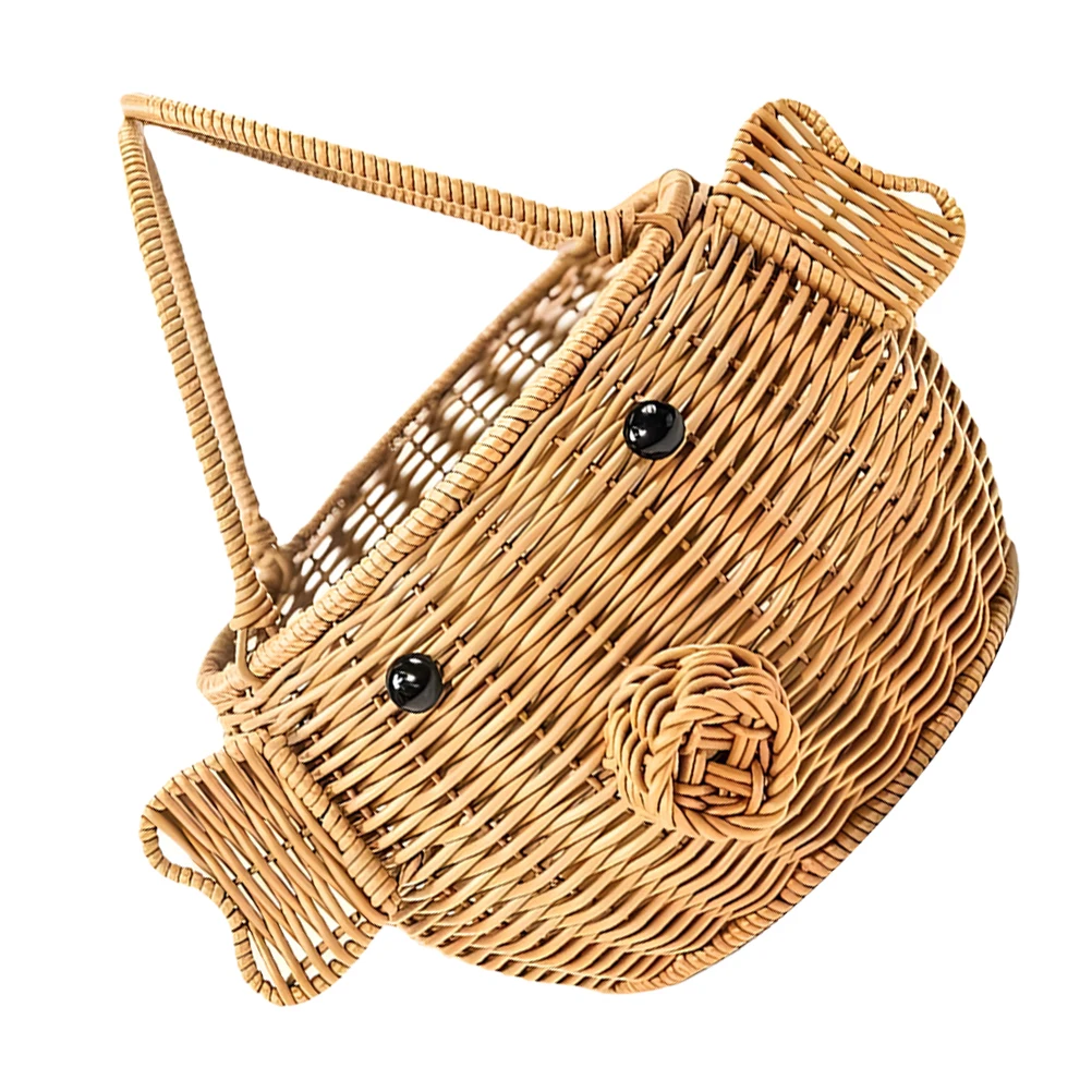 

Hand Picnic Woven Basket With Handle Handheld PP Iron Fruit Woven Holder Handle Fruit Shop Home Wedding