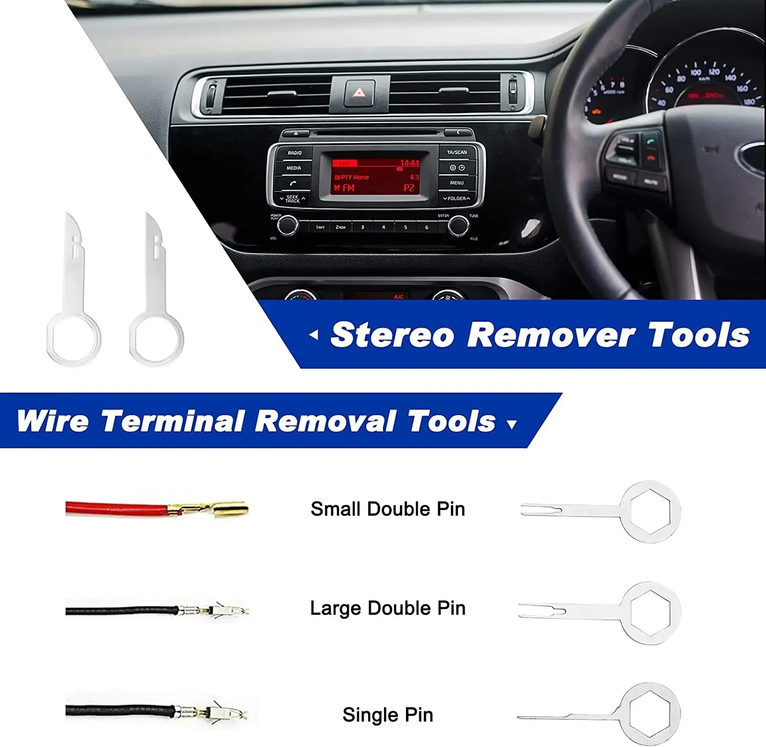 Car Door Trim Removal Pry Tool Kit Painel automático Gancho de remoção áudio Clipes fixação tamanho misto Desmontage