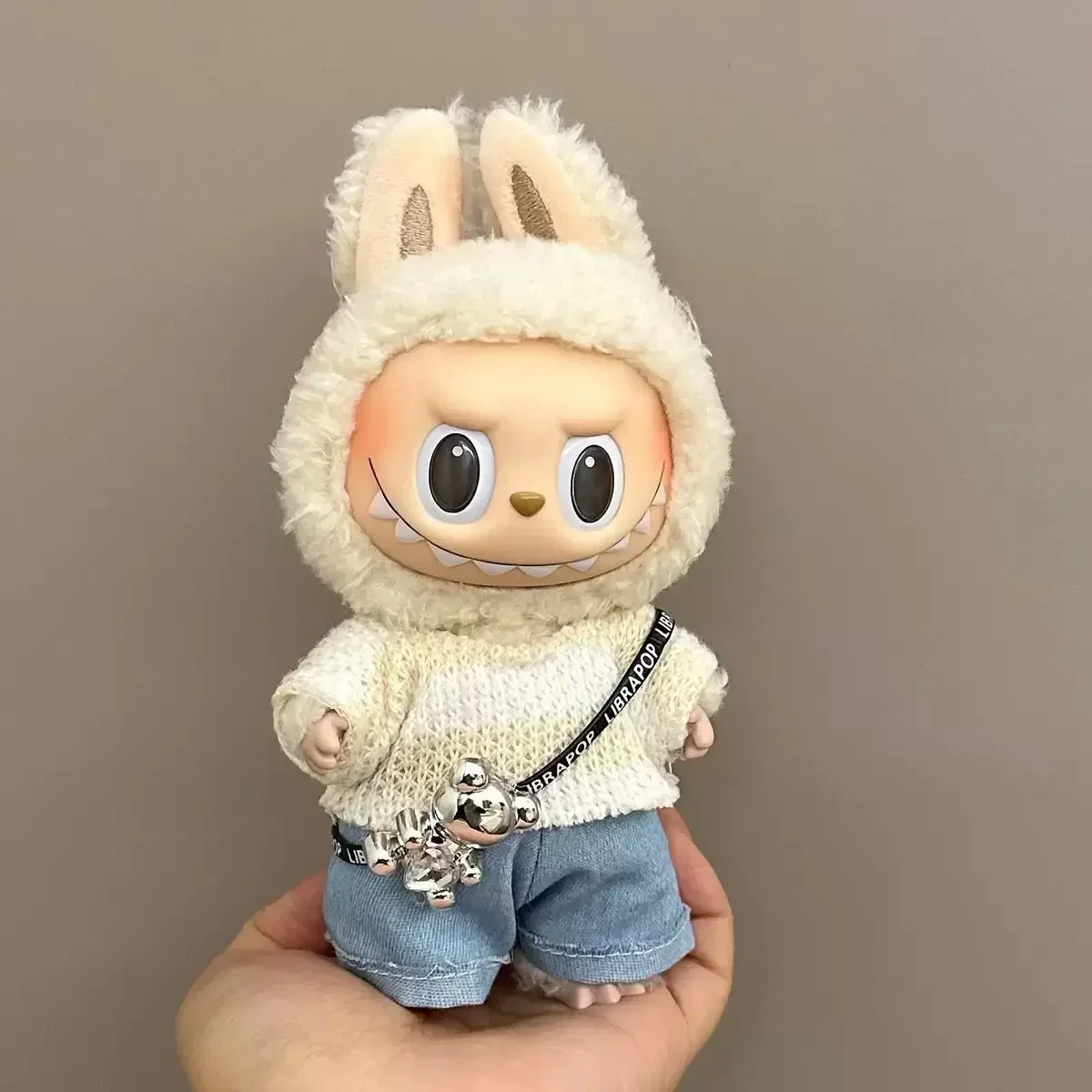 Novo veludo para labubu boneca conjunto de roupas chapéu 17cm roupas sapatos boneca diy acessórios treinamento sentado jogos festa brinquedos presentes
