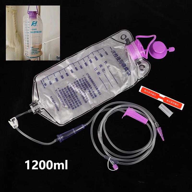 1200ml Medical Plastic Feeding Bag Enteral Nutrition Supply Bag Nasal Feeding Nutrient Gravity Pump Transparent Tube Bag