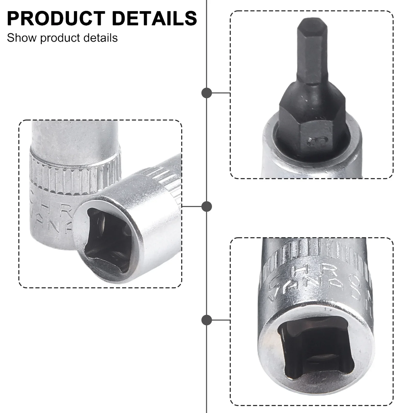 

1/4 Inch Drive Hex Bit Socket H3 H4 H5 Or H6 H7 H8 Silver 6.35mm / 1/4" For Inner Hex Sockets Home Furnishing