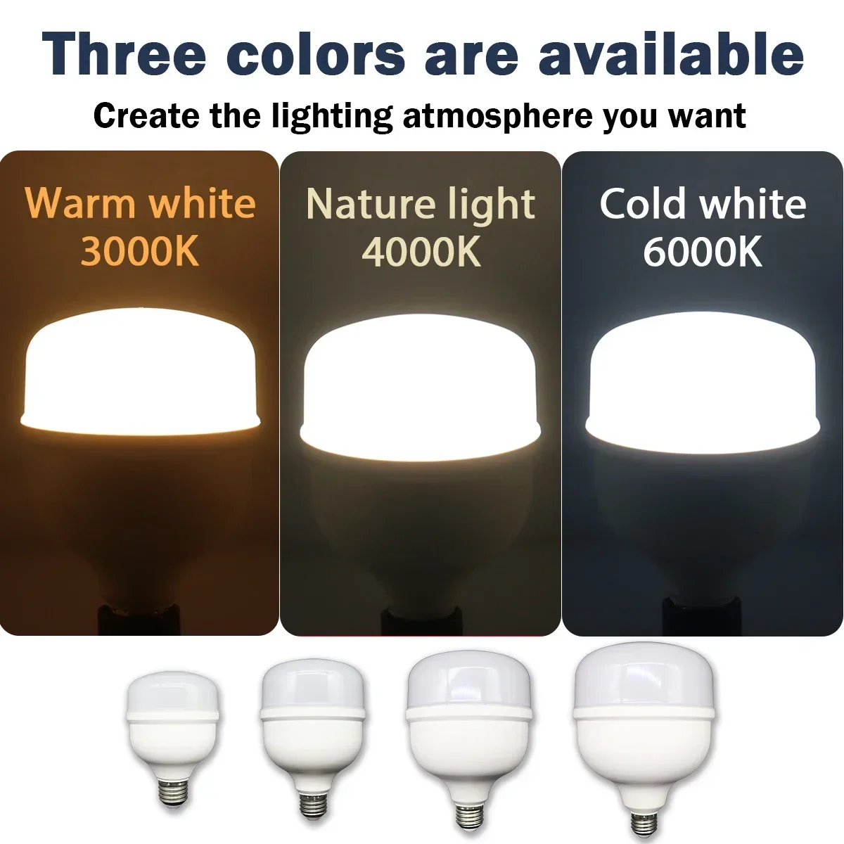 2-5pcs Big LED Light Bulb E27 50W 40W 30W 20W Bulb AC 100V-240V LED Bulbs Warm White 2700K Natural White 4000K Light for Home