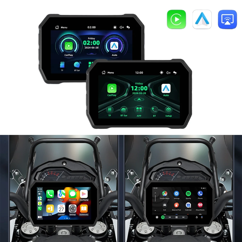 

5 inch Wireless CarPlay Moto Android Auto Portable Digital Motorcycle Dashboard GPS Motorcycle Navigation Display Screen