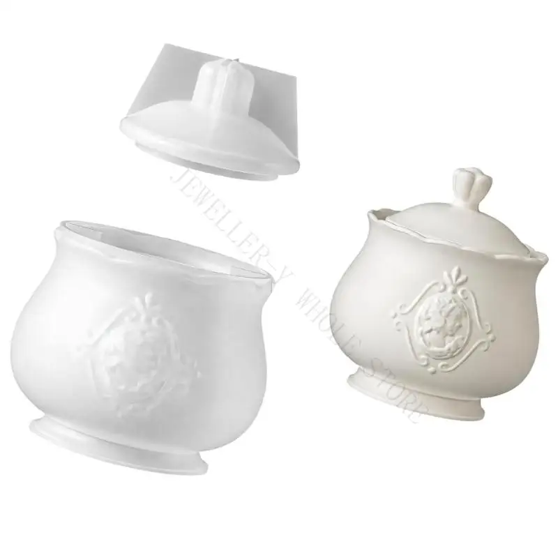 R7UF Silicone Jewelry Storage Jar Mold with Lid for Desktop Display Casting