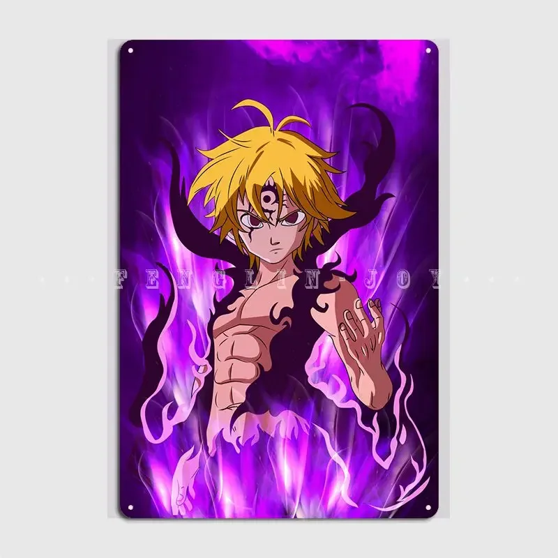 Seven Deadly Sins Meliodas Metal Sign Wall Mural Party Decoration Painting Décor Tin Sign Poster