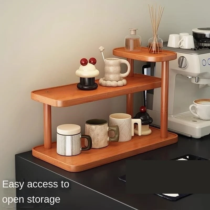 Small Desktop Multi-Layer Storage Rack Coffee Cup Holder Organizer for Kitchen Bathroom