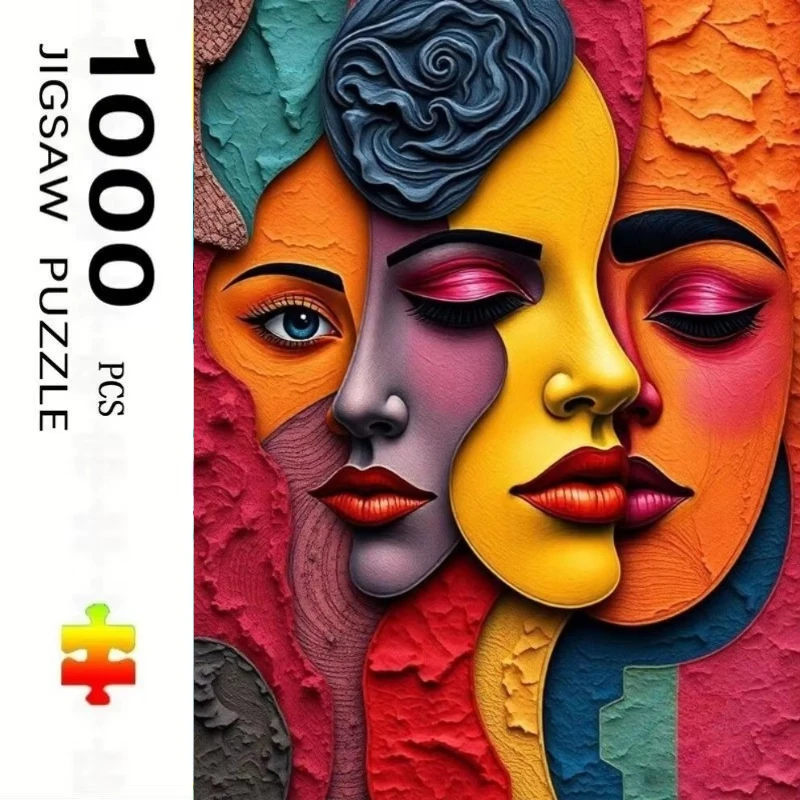 Jigsaw Puzzle 500/1000/1200/2000 Pcs Abstract Colorful Women Portrait Jigsaw Puzzles for Adults Stress Relief Toys Gift