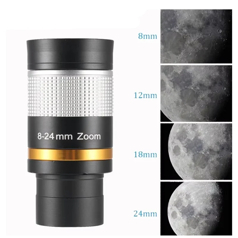 A25F-Per oculare con zoom per telescopio (8-24 mm) Lente ottica multistrato Messa a fuoco regolabile per accessori per l'osservazione dell'astronomia stellare