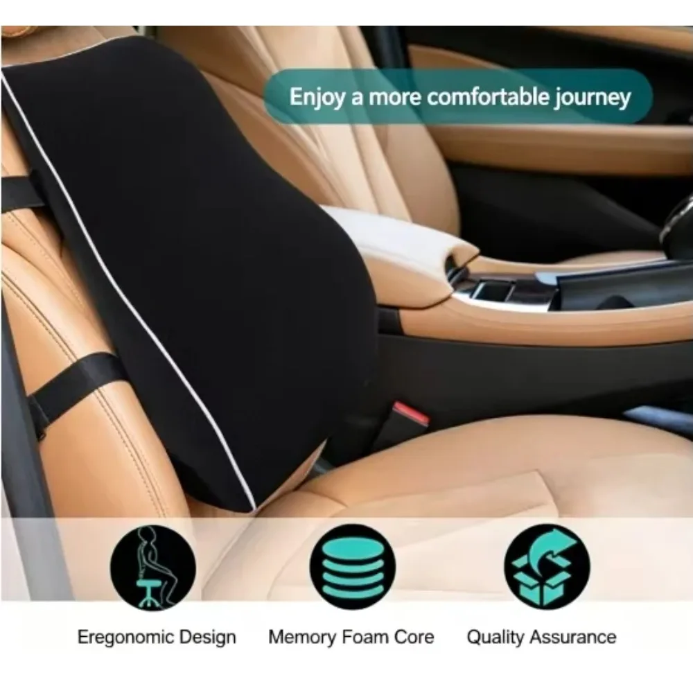 1pc Non-Slip Lumbar Support Pillow Memory Foam Relieve Back Pain Car Seat Waist Cushion Soft Comfortable For Office Home Car