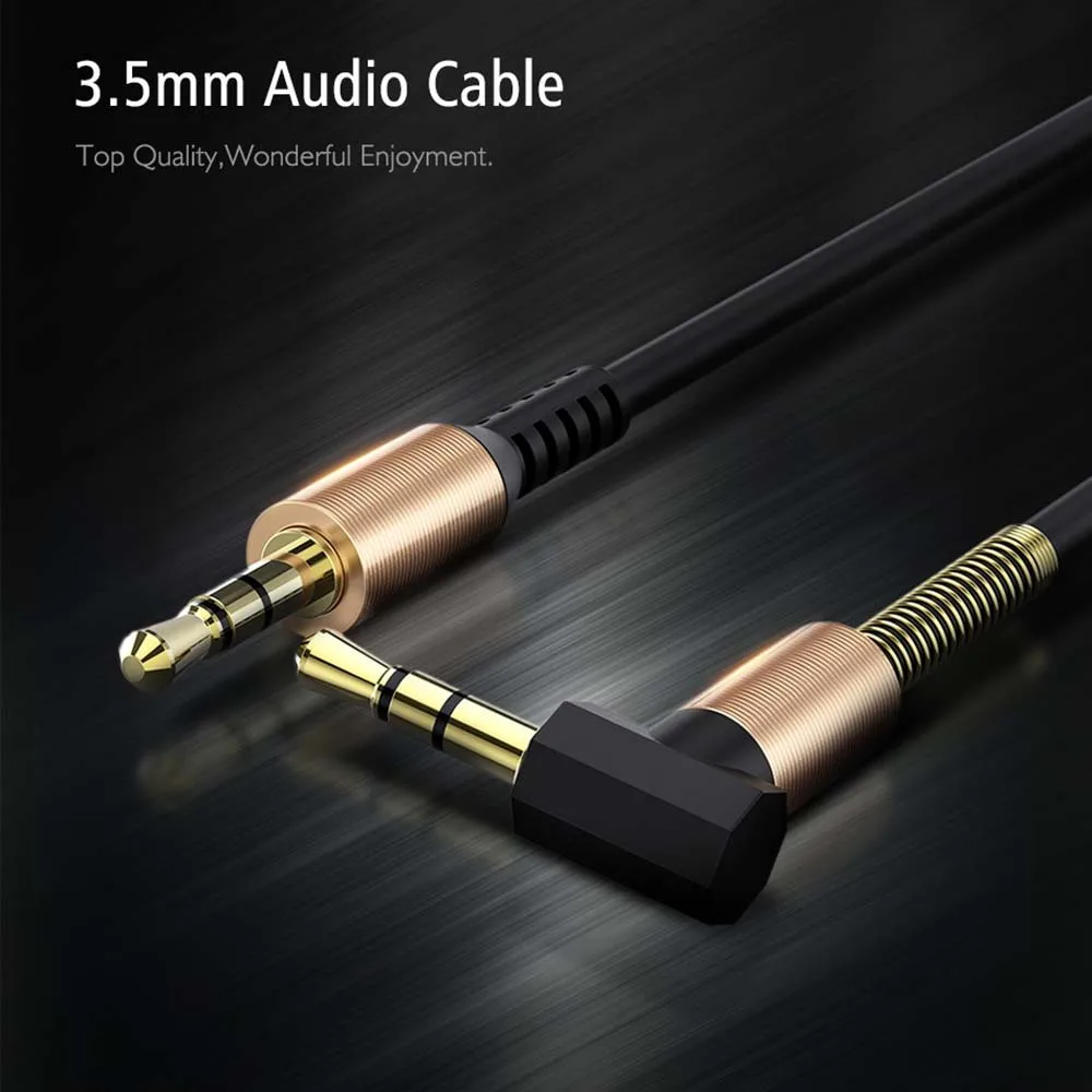 Jack Earphone Cord Male To Male Stretch Gold-plated Plug Spring Cable Elbow Audio Cable Car Aux Cord Audio Wire Aux Cable