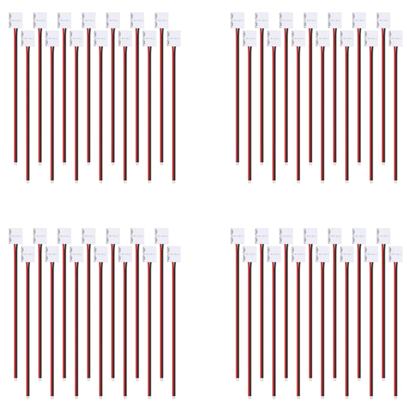 ABUP-96Pcs 8Mm 2 Pin LED Strip Light Connector For 8 Mm Wide Flexible SMD 3528 2835 Single Color LED Strip Lights Solderless