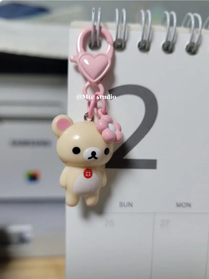 Kawaii Rilakkuma Lazy Bear Keychain Cartoon Doll Pendant Backpack Bag Phone Charm Key Ring Accessories for Girls Holiday Gift