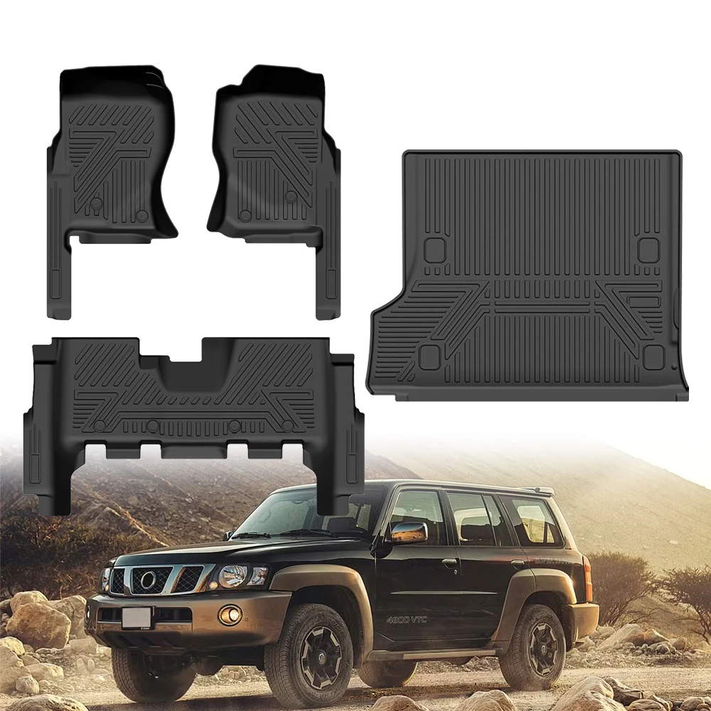 

KQXAll Weather Protection Waterproof Anti-Slip Vehicle Foot Liner Perfect Fit 5D TPE Car Floor Mats for Patrol Y61 1997-2022