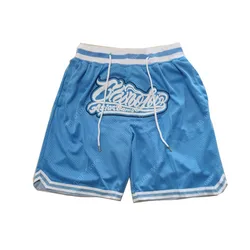 Basketball shorts Carolina Four pockets Sewing embroidery outdoor sport Beach pants train ventilation Blue Black movie 2024