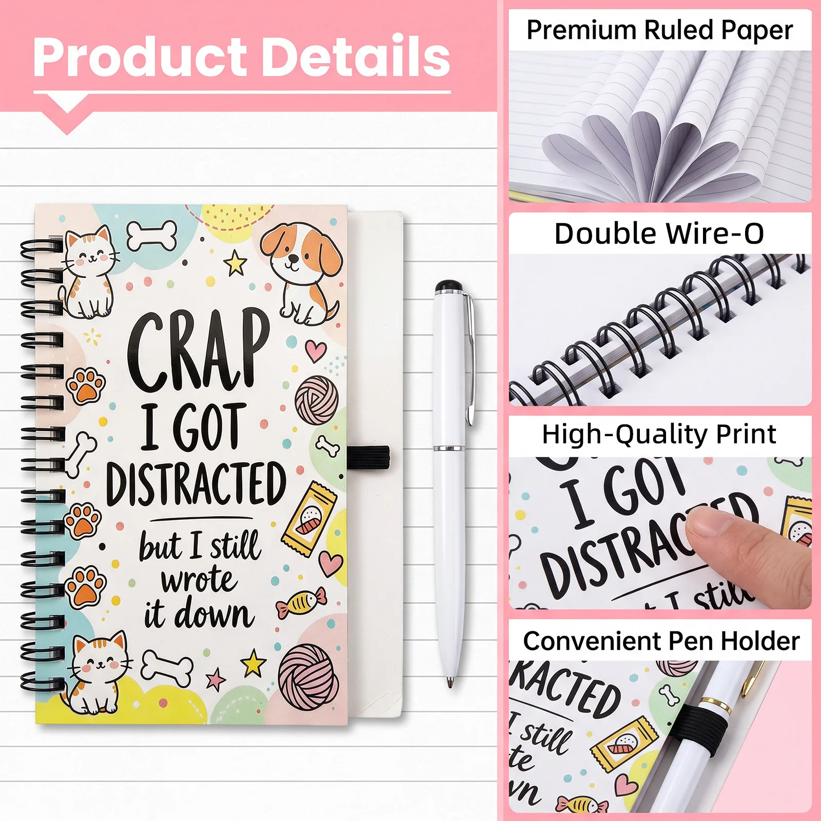Cross-border  Spiral Notebook for Classmates Cute Cartoon Fun Quotes Simple Spiral Notebook Custom Stationery