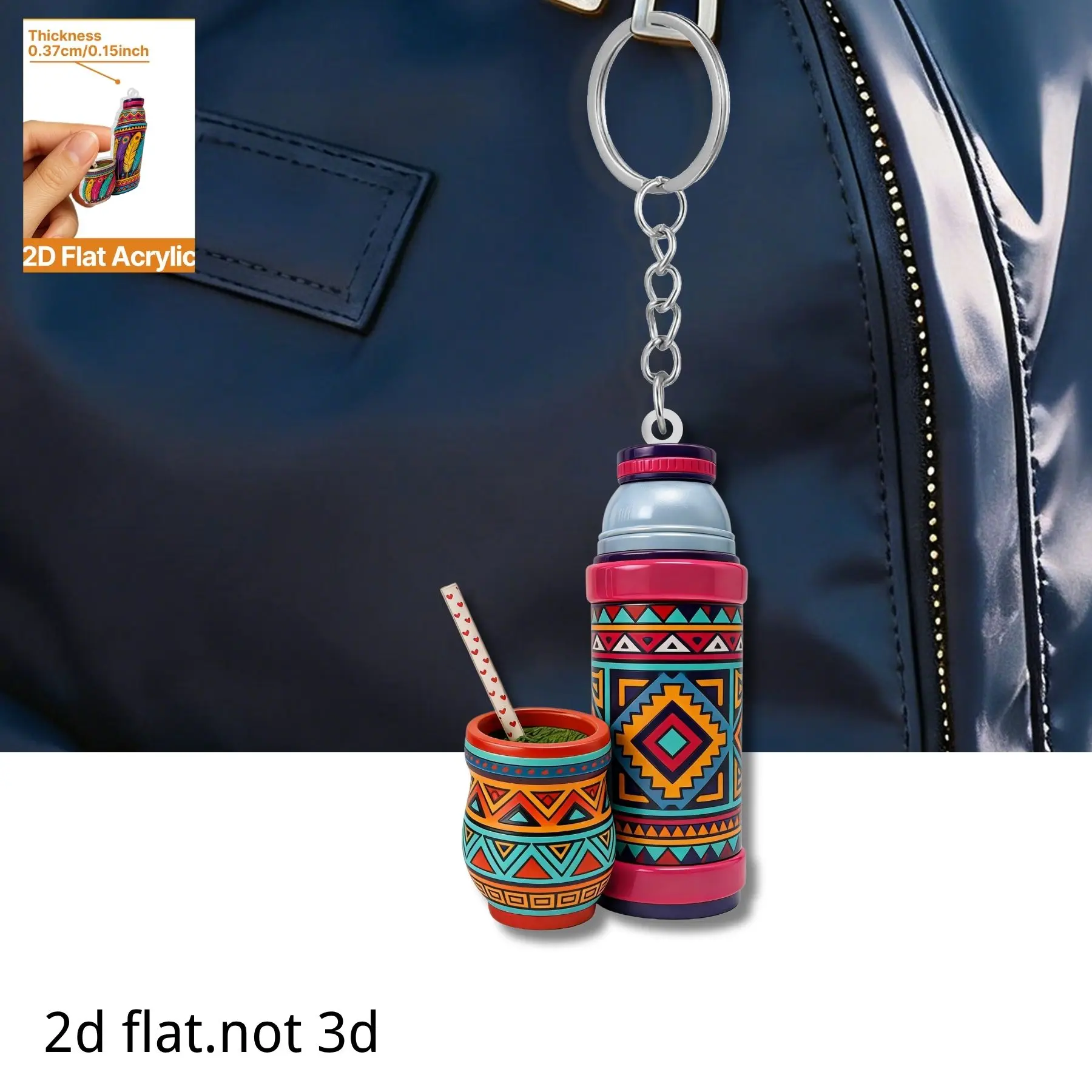 Thermos Cup Keychain,2D Flat Acrylic Pendant,Mate Cup Themed Ornament Charms,Hanging Decoration for Car/Bags/Festive/Party/Gift