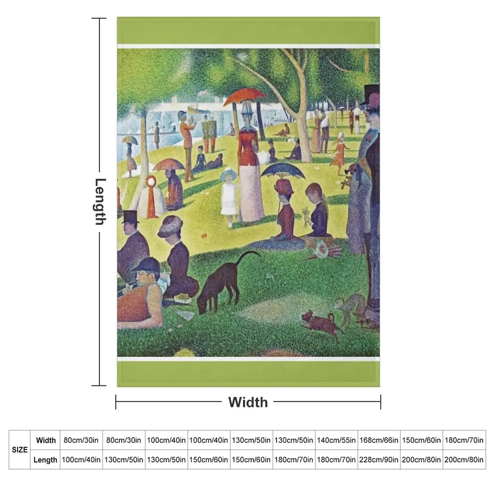 Seurat's A Sunday Afternoon on La Grande Jatte - Fine Art Pointillism Throw Blanket Baby Cute Plaid Stuffeds Blankets
