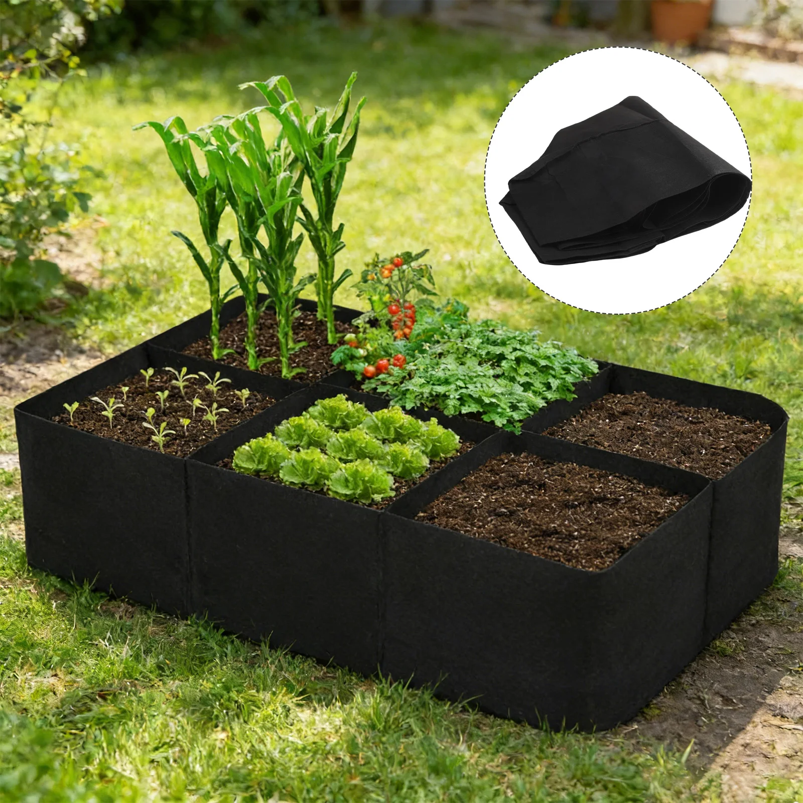Fabric Planting Container for Multi-Crop Arrangements Featuring Structured Grid Divisions and Natural Air Circulation Benefits
