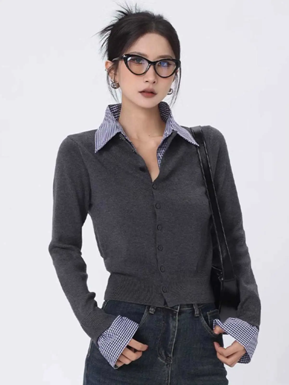 

Cardigans Teen Sweaters Womens Winter Sporty Loose Turtlneck Hollowing Double-Breasted Chunky Button-Up Embellished Pearl Tender