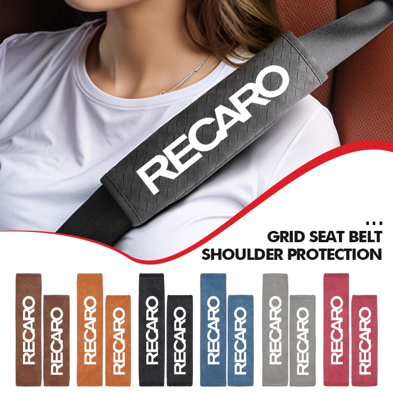 Car Seat Belt Covers Soft Leather Shoulder Pad Backpack Straps For Recaro