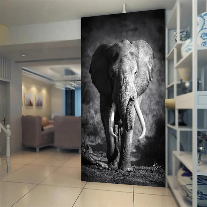 Custom Black and White Elephant Photo Wallpapers for Living Room Bedroom Corridor Entrance Decor Mural 3D Wall Papers Home Decor