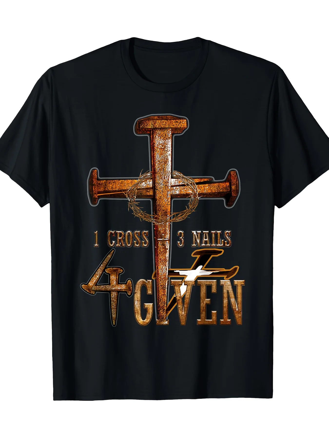 Black S-3XL Men'S T-shirt Soft Sports and Leisure Cross Design