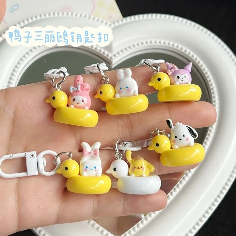 MINI Cute Duckling Sanrio Keychain Original Backpack Pendant Girl Cartoon Keychain Girlfriend Gift Accessories