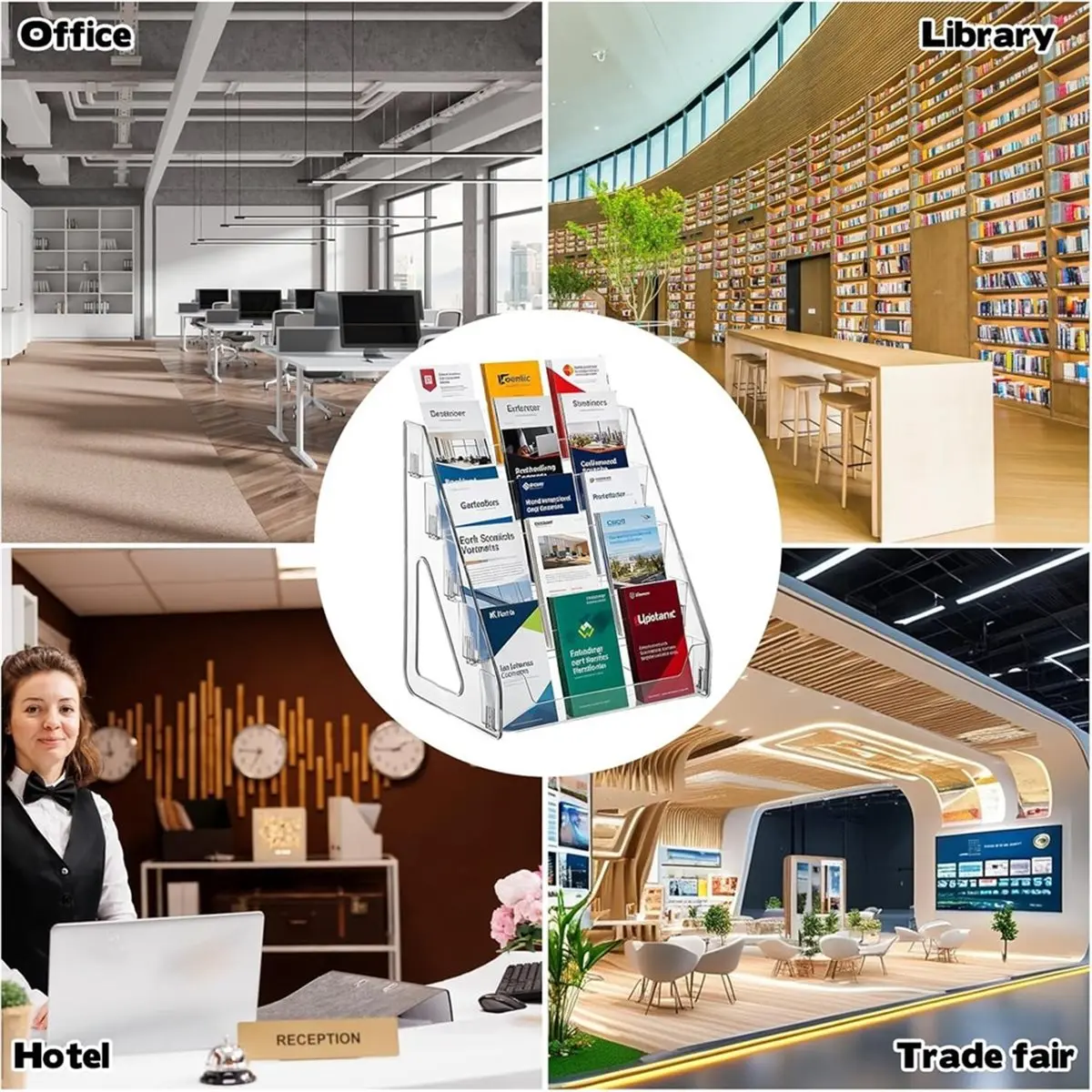 New Arrival 5-Tier Table Brochure Stand, Leaflet & Brochure Holder Clear Acrylic Flyer Stand for 1/3 A4 Size Literature Holder